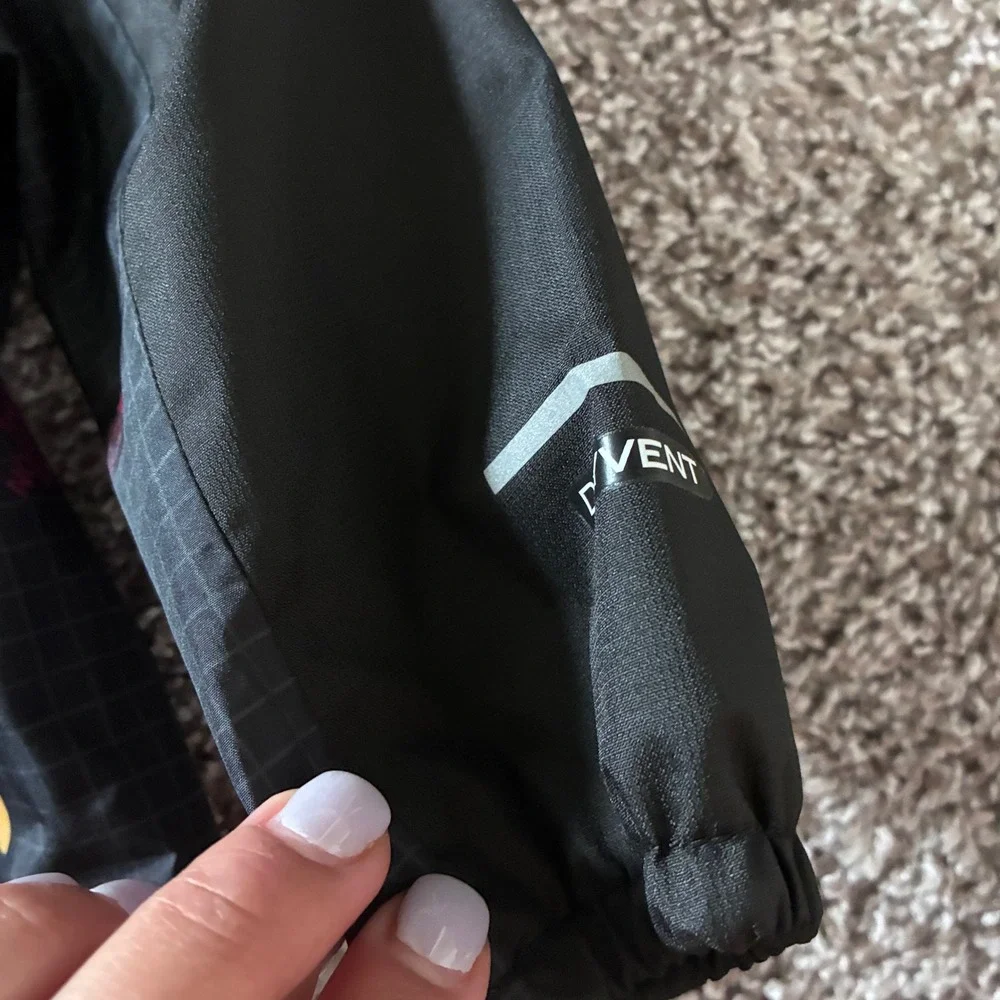The North Face Baby DryVent Rain Jacket Black Multi Logo Grid Hooded 6-12M